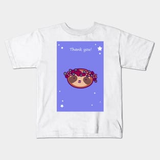 Thank You - Flower Crown Sloth Face Kids T-Shirt